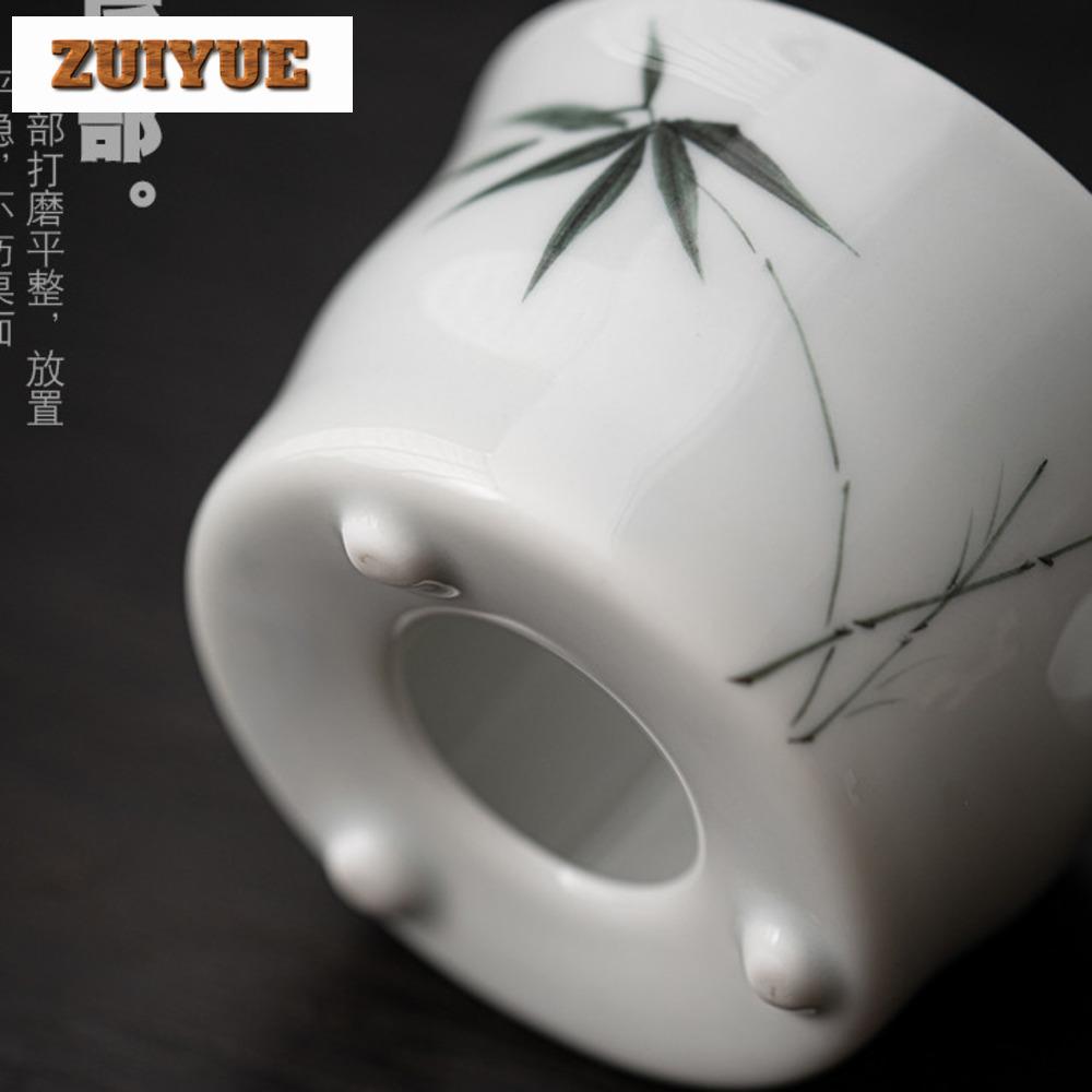 Handbemalter Bambus-Tee-Infusor Ästhetischer Weißer Porzellan-Tee-Brühsieb Tee-Filter Diffusor Teegeschirr-Zubehör Ornamente