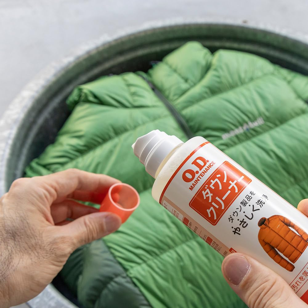 Montbell O.D. Maintenance Down Cleaner, 300mL, for clothing and gear. This mild detergent thoroughly removes sweat, sebum, and other dirt.