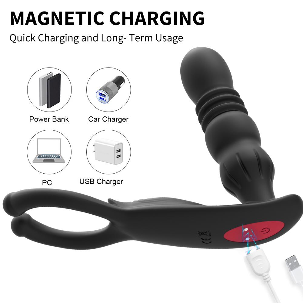 Telescopic Male Prostate Massager Silicone Dildo Vibrator Female Sex Toys For Women Men Remote Control Anal Butt Plug Vibrators