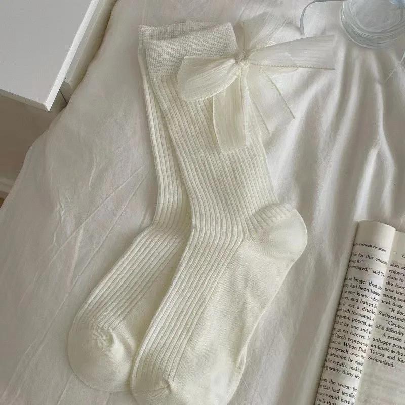 Dámské ponožky Krajka Mašlička Roztomilé Kawaii Sladké Jednoduché Módní Univerzální Středně vysoké ponožky Baletní styl JK Lolita Punčochy Dívka