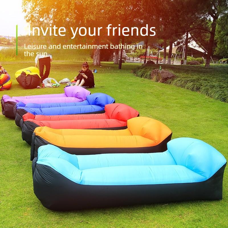 Inflatable Sofa Bed Outdoor Lazy Air Mattress Portable Single Nap Lounge Park Camping Comfortable