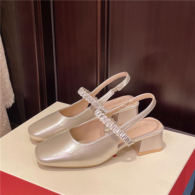 

Босоножки с головой-сумкой из стразов, женские новые летние модели с юбками, красивые и не утомляющие туфли на высоком каблуке Мэри Джейн 39 шампанского