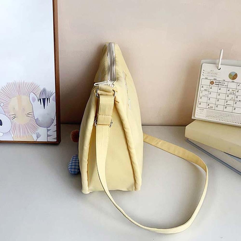 Nylon Yellow Crossbody Bag Embroidery Students Messenger Pouch Ugly and Cute Shoulder Bag  Women