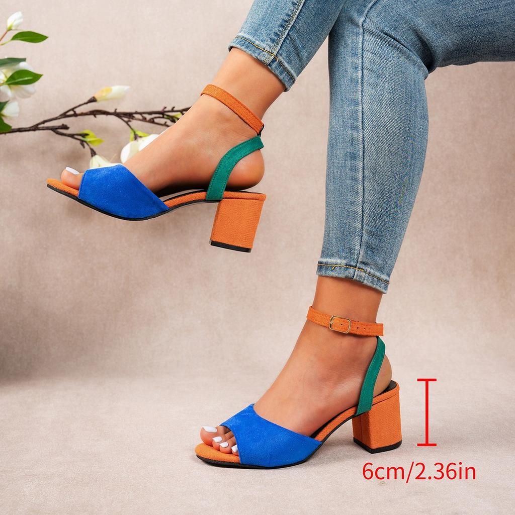 High heels ebay foreign trade models summer 2025 new women's shoes fashion color matching foreign trade large size strap sandals women