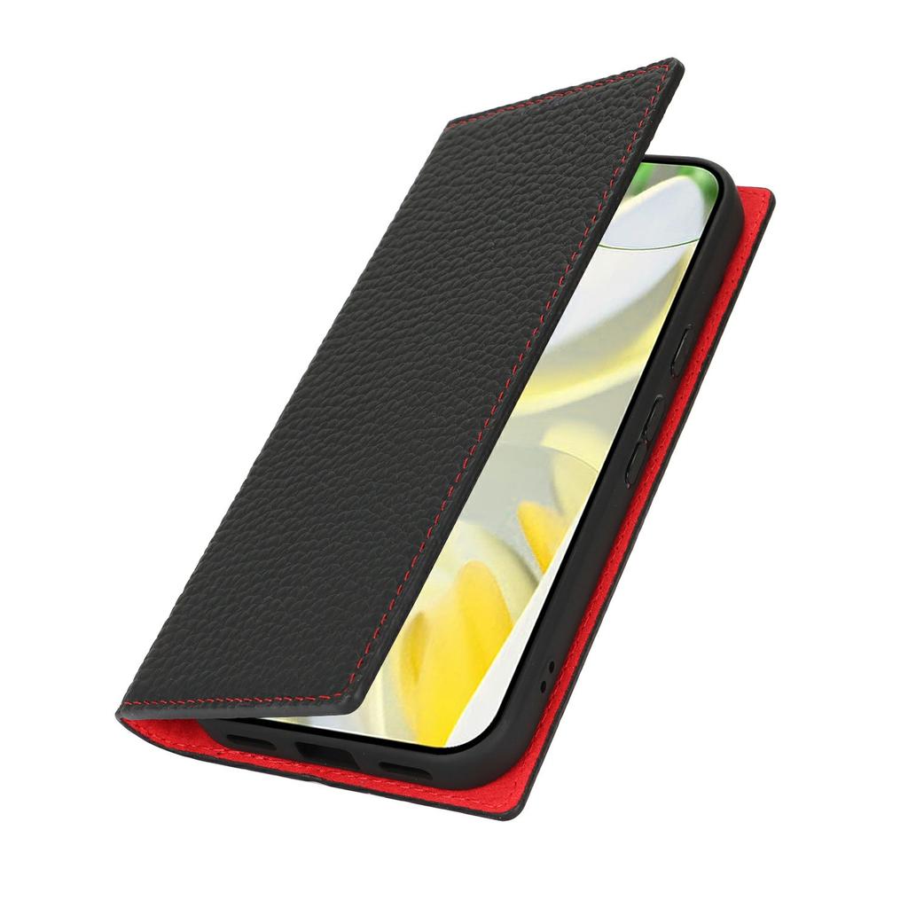 For Google Pixel 10 Pro XL Wallet Case Genuine Cow Leather Phone Cover Litchi Texture