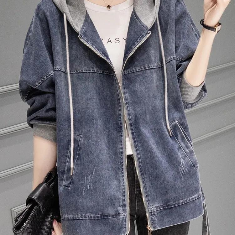 Women's Spring and Autumn Fashion Jeans Jacket Spring and Autumn  Casual Short-size Baseball Jacket