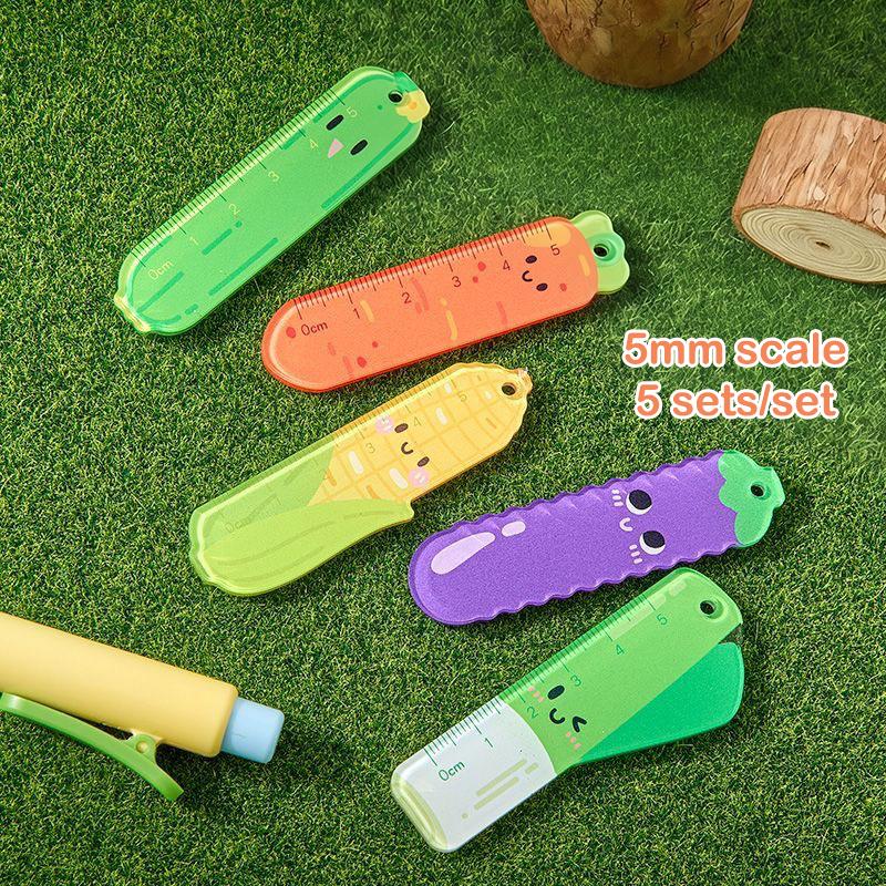 

5Pcs Cute Cartoon Palm Ruler Mini Straight Ruler Student Pocket Stationery Portable Measuring Tool School Office Supplies A4