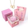 Personalized Couple's Names Heart Necklace Custom Jewelry Rotating Preserved Rose Box For Women Wife Valentine's Day Gift
