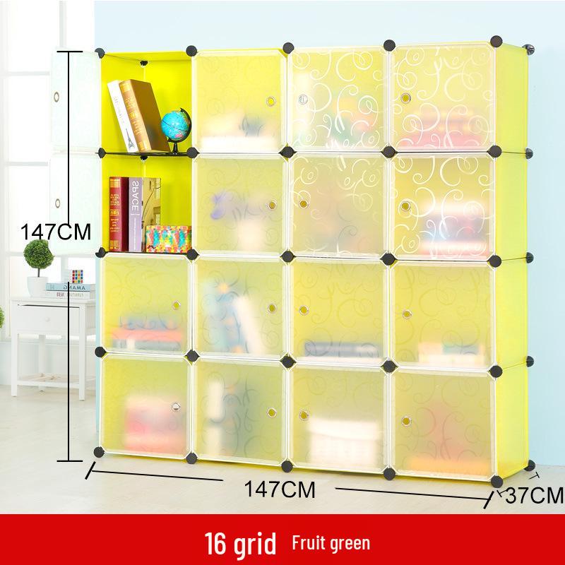 Modular Plastic Bookcase with Doors - Modern Simple Design