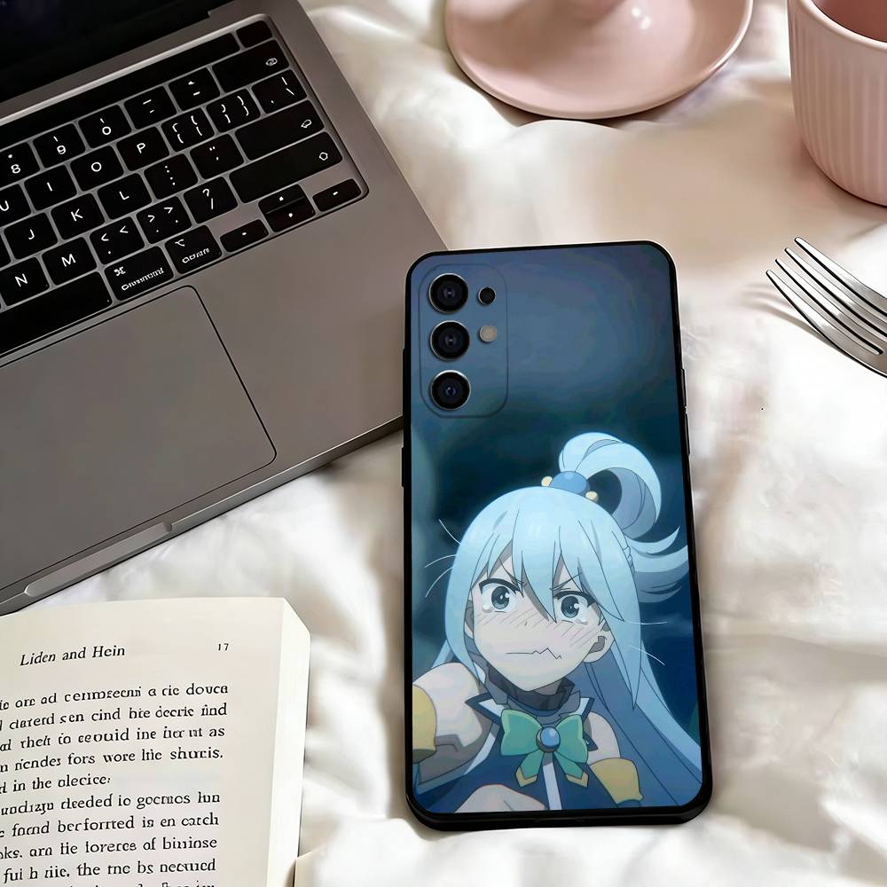 A-Aqua Anime KonoSubaS-S Phone Case For Samsung S25,S24,S21,S22,S23,S30,Ultra,S20,Plus,Fe,Soft Silicone Black Cover