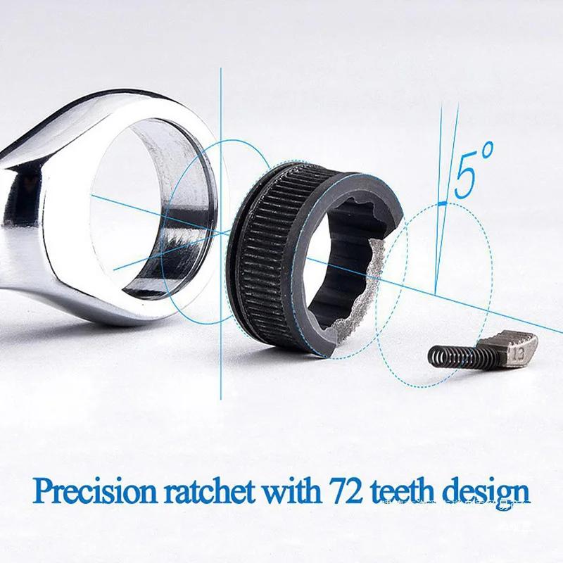 Short Handle Adjustable Head Ratchet Wrench Mini Fast Ratchet Wrench Labor-Saving Auto Repair Hardware Dual-Purpose Wrench Tool