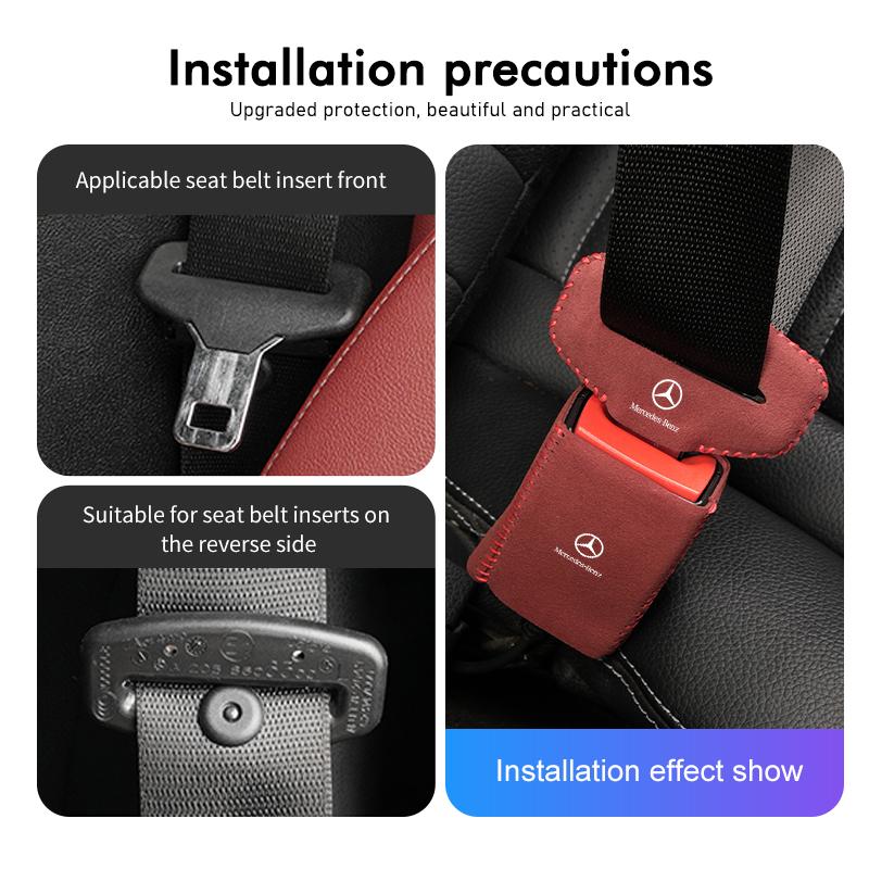 D1-2pcs Car Suede Belt Buckle Protector Anti-Scratch Safety Base For Benz W202 W212 W126 W140 W168 W177 CLS GLE GLC GLS CLA