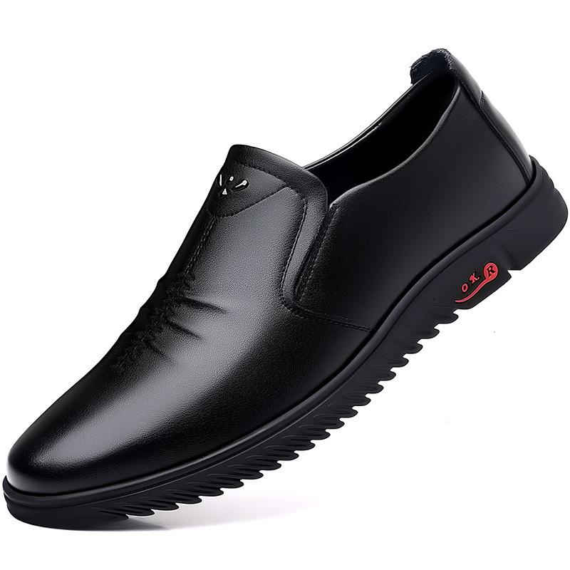 2025 spring new men's daily casual leather shoes men's leather breathable single shoes soft leather soft sole dad shoes 8158