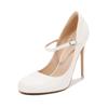 New 12cm Round-Toe Wristband High Heels Daily White-Collar Drag And Catwalk Fashion Elegant Fashionable Buckle Women's Shoes