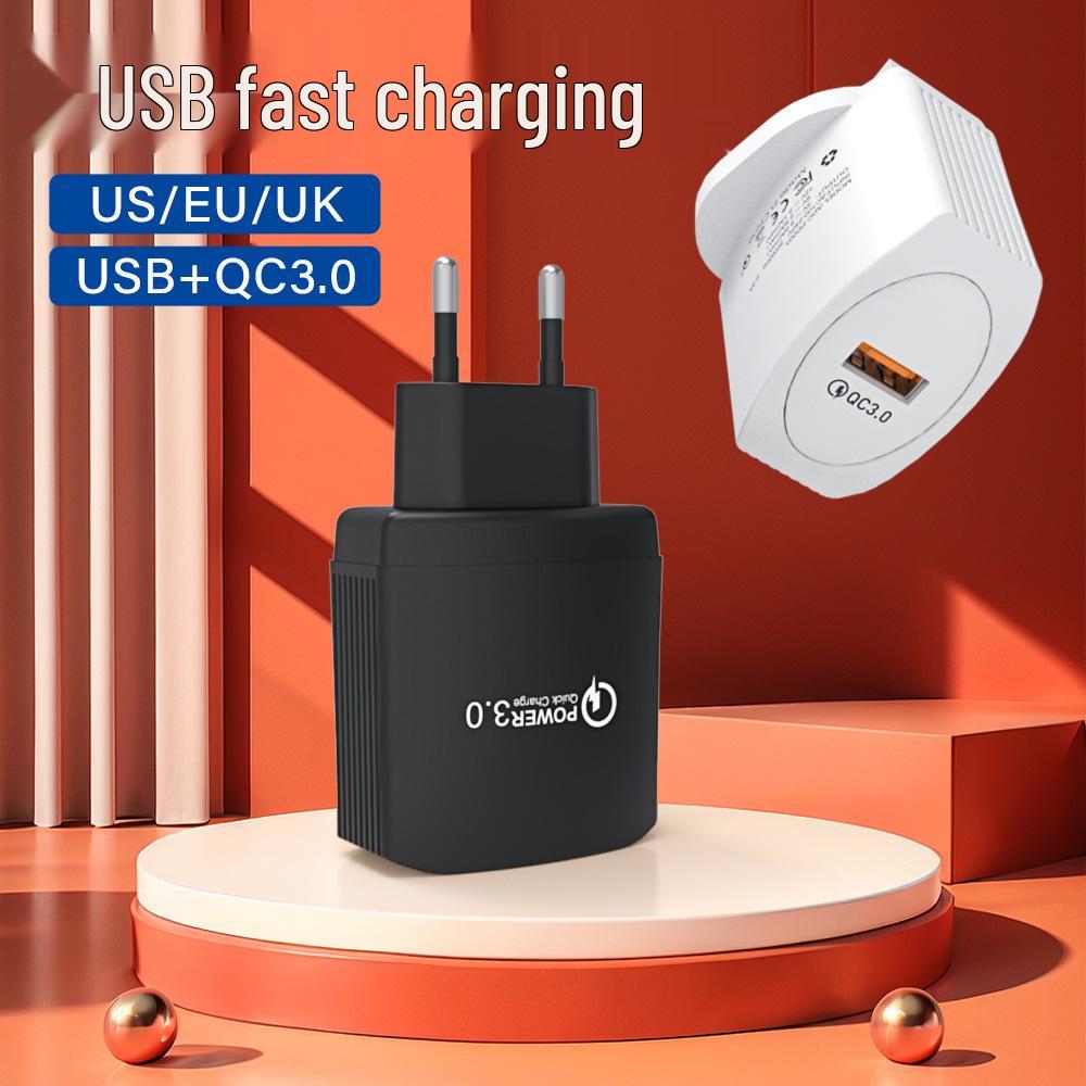 Universal QC3.0 Fast Charger: Single USB Port Adapter for EU, US, UK