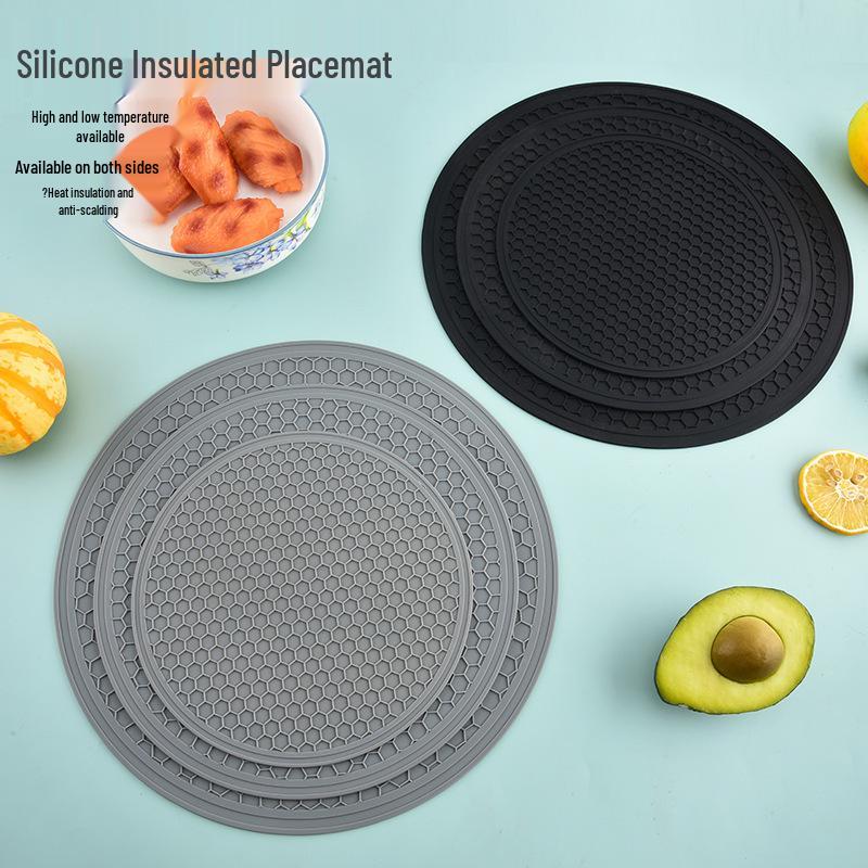 Tappetino da Tavola e Microonde in Silicone a Nido d'Ape - Rotondo, Multifunzionale, Isolante, Anti-scottatura, Ideale per Ciotole, Piatti e Casseruole.