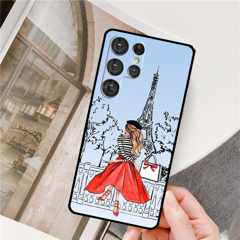 Fashion Girl Phone Case For Samsung Galaxy S25 Ultra S9 S10 S20 FE S21 S22 S23 Plus S24 Ultra Full Cover