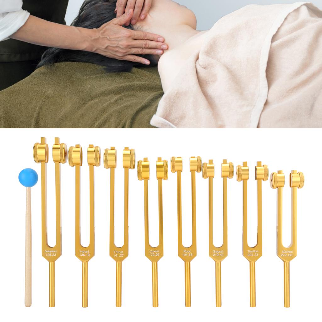 8pcs Professional Sound Healing Therapy Tuning Fork Aluminum Alloy Tuning Fork Tool Set