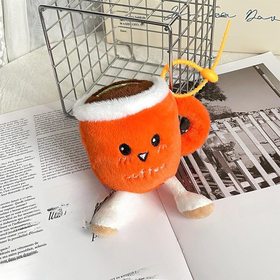 Plush Cup Coffee Keychains With Smiley Face Design For Desk Decor Gifts And
