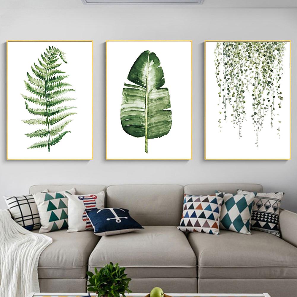 3Pcs Set Rural Style Green Plants Canvas Painting Picture Modern Living Room Bedroom Decoration