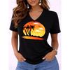 Women's T Shirt Print Graphic Letter Soccer Team Stylish Classic Casual Short Sleeve V Neck Regular Tops Casual Daily Blue Black Red Summer Spring