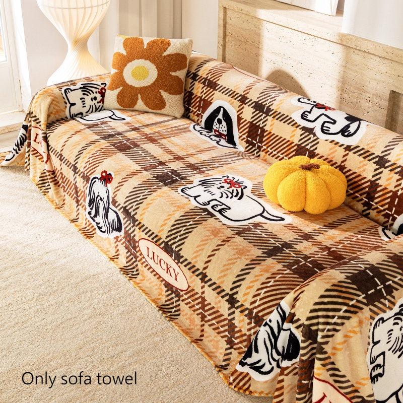 Cute Cartoon Sofa Cover Thickened In Winter New Blankets Suitable for Non-slip Pads In Autumn and Winter Home Textile Products