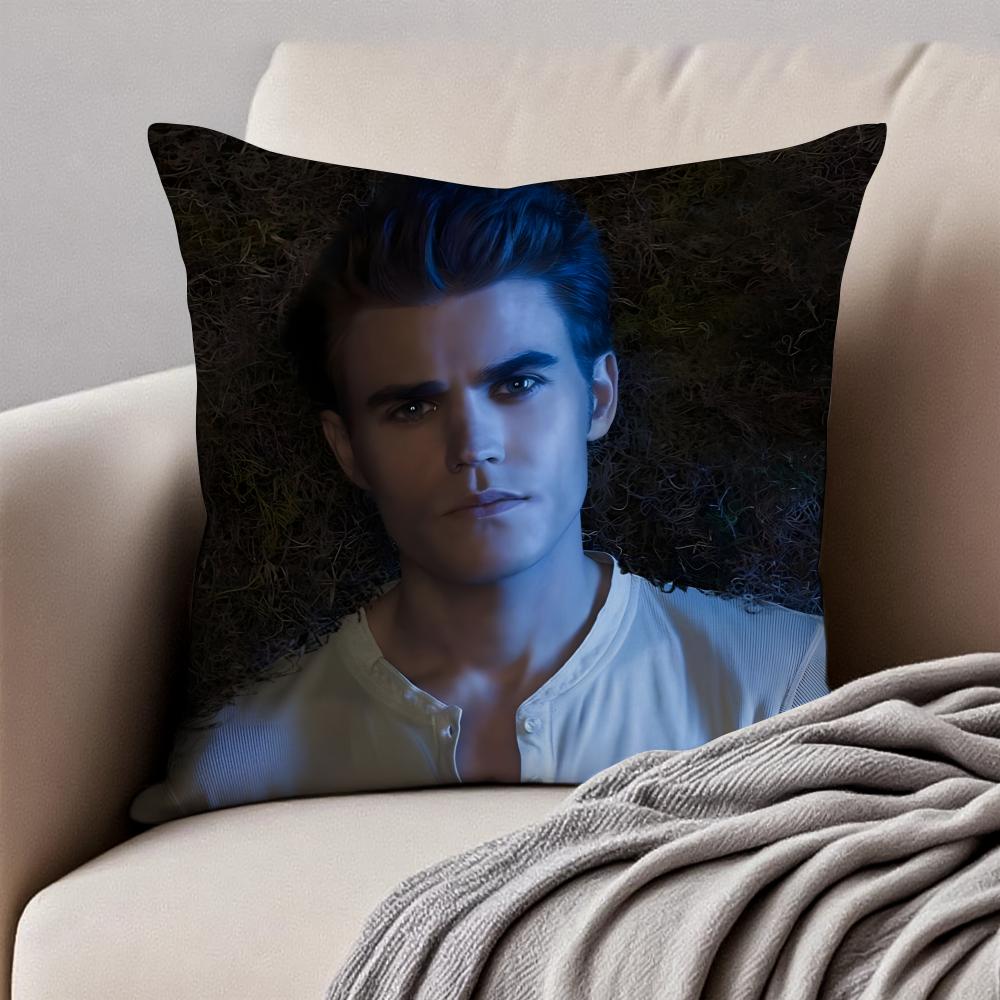 S-Stefan Salvatore Vampire Diaries Lead Cushion Cover Pillowcase Anti-Dustmite Invisible Zipper Short Plush Sofa Cushion