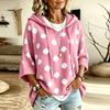 Women's Polka Dot Knit Hoodie Sweater with Drawstring Hood