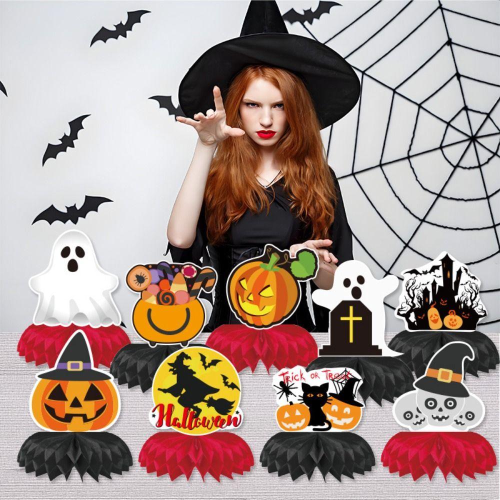 9Pcs/Set Gothic Style Halloween Honeycomb Decorations 3D Honeycomb Centerpieces  Indoor Decorations