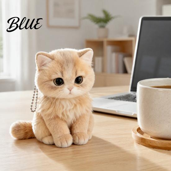 High Elastic Cotton Plush Simulation Cat Doll Keychain, Soft Skin Friendly Stuffed Animal Decorative Toy Pendant, Kitten Plushie Bag Charm for