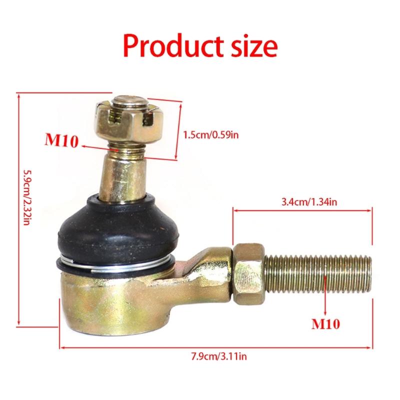 M10 X 10 Steering Ball Joint Pair for Go Kart Linkage Service, Threaded Joints with Dust Boots, Lock Nuts, Castellated Nuts and Cotter Pins