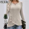 Fashion Women's Fashion Casual Solid Color Print Long Sleeve O Neck Blouses & Shirts