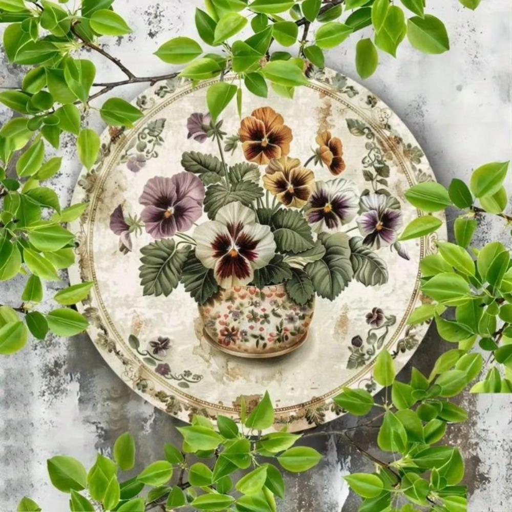 Fiori di Pensiero Latta Metallica Segno da Parete Vintage Decorazione per la Casa Interno Esterno Giardino Garage