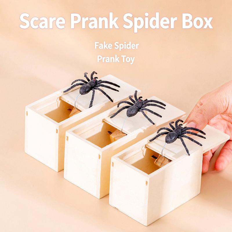 Caixa de susto engraçada de aranha de truque Caixa escondida de madeira Caixa de susto de madeira de qualidade Jogo divertido Brincadeira Truque Amigo Brinquedos de escritório