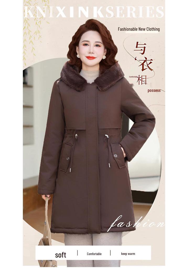 Mom's 2025 Winter Parka: Mid-Length, Double-Sided Cotton Jacket with Velvet for Middle-Aged and Elderly Women.
