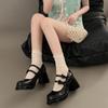 French Versatile Retro Bow Small Leather Shoes Women's 2024 New White Summer Platform Thick Heel High Heel Mary Jane Shoes