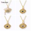 Modische Türkische Glückszirkon Böser Blick Anhänger Halskette 18K Goldfarbe Messing Kette Anhänger Halskette Für Frauen Party Geschenk
