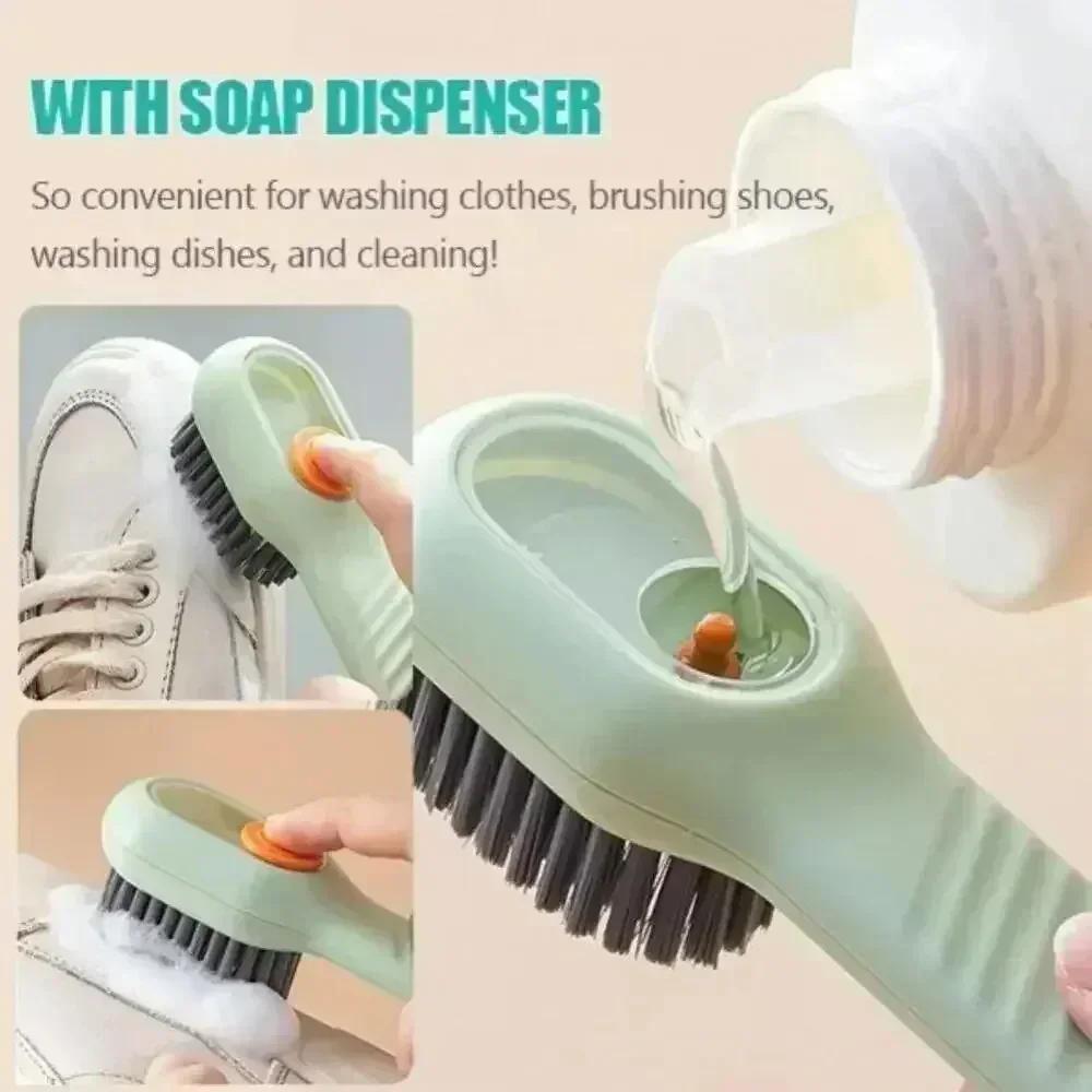 1/2pcs Shoes Brush Automatic Liquid Discharge Multifunction Press Out Shoes Cleaner Soft Bristles Clothes Brushes Cleaning Tool