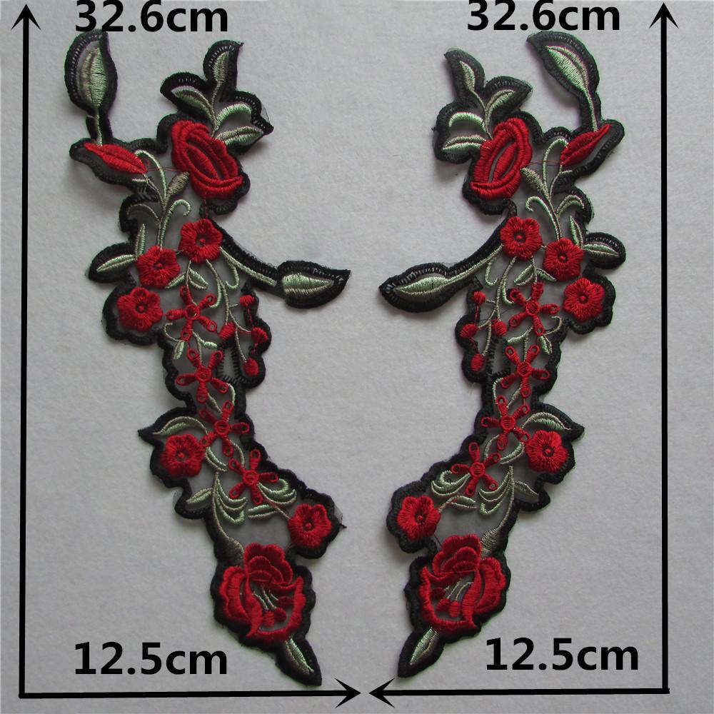 Red I Polyester Embroidery Color Embroidery Sewing Lace Diy Decorative Clothing Accessories Pair Collar Clothing