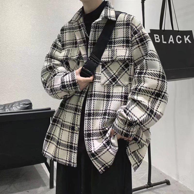 2025 Men's Versatile Plaid Jacket: Hong Kong & Korean Style Trendy Loose Fit for Teens, Spring/Autumn