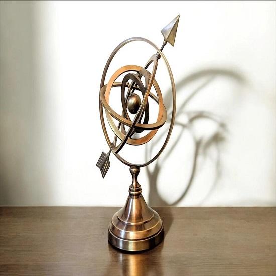 Handmade Brass Armillary Sphere, Celestial Decor, Nautical Gift