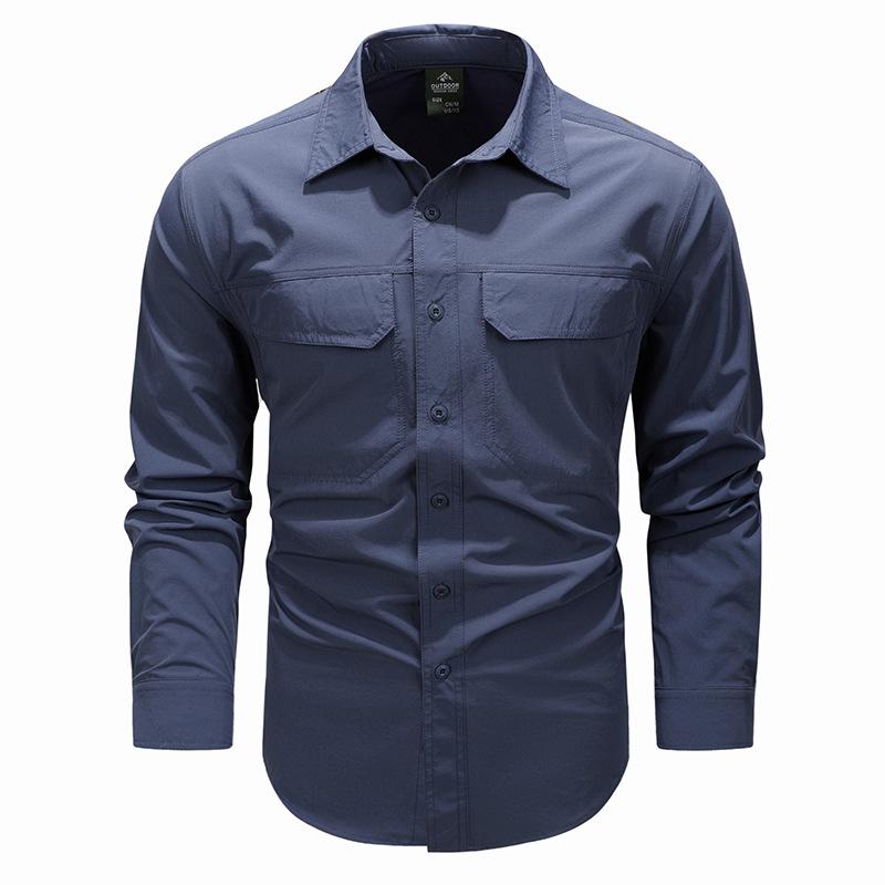 

Весенняя быстросохнущая рубашка с длинными рукавами 2025 года с эластичной вентиляцией и большими карманами 4XL