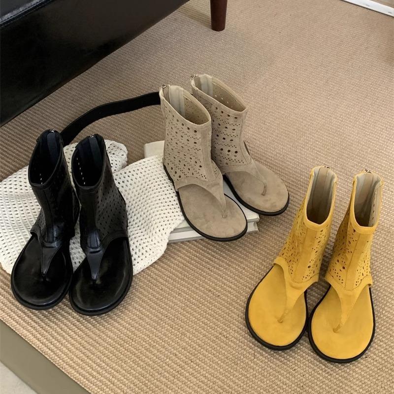 Summer New Toe Sandals Hollow Breathable Cool Boots Inner Height Increase Roman Shoes Short Trouser Boots Women