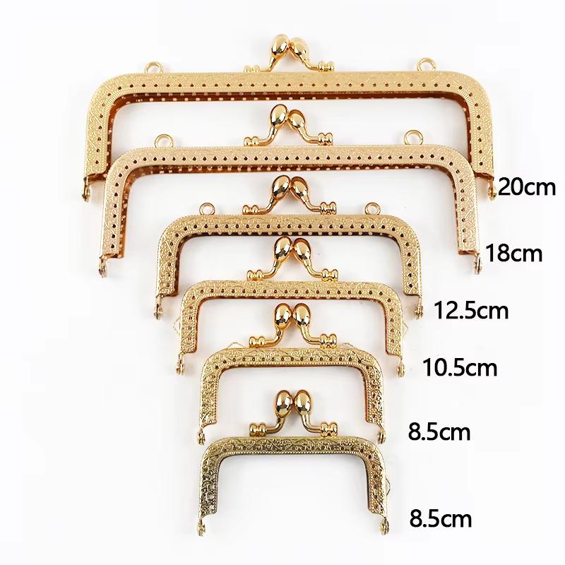1 Stück 8,5-20 cm Metall Gold Geprägter Taschengriff Geldbörsenrahmen Kussverschluss für Damen-Handtasche Geldbörse DIY Handgefertigte Taschen Zubehör