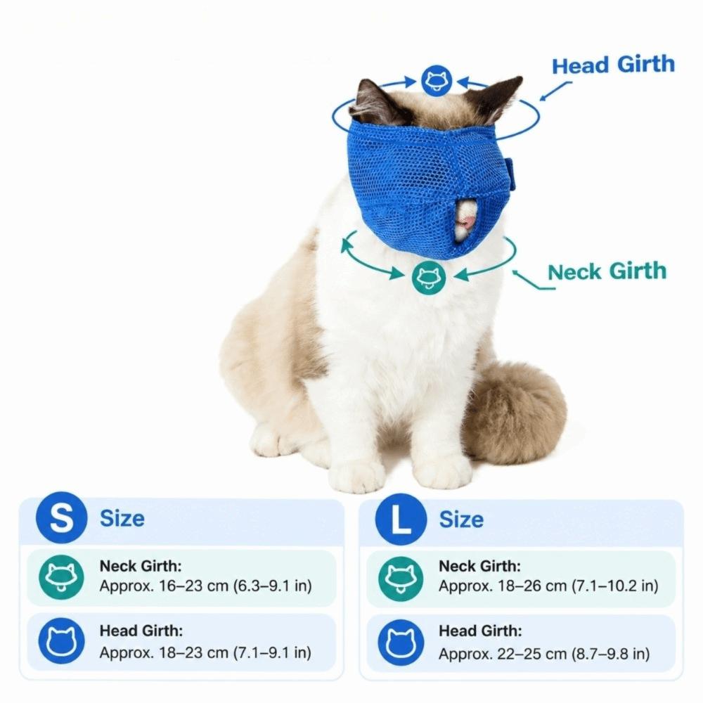 Adjustable Cat Muzzle Breathable Cat Muzzle Mask Practical Bite Resistance Muzzle Grooming