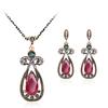 Women Date Jewelry Set Drop Modelling Rhinestone Trim Pendant Necklace + Earring Eardrop Ear Studs
