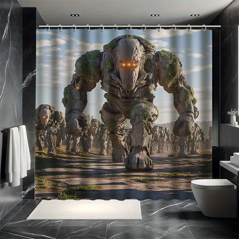 

War Tree People Shower Curtain Set, All Troops Advance, 12 Hooks, Waterproof Polyester, Bathtub Partition, Modern Bath Decor W60H190(CM)-1 Pcs