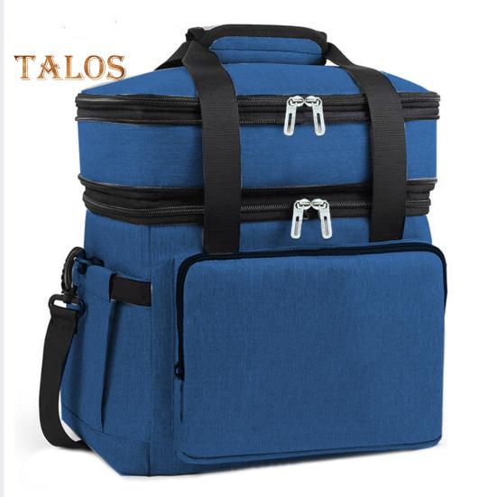 Insulated Lunch Bag 18L Double Deck Large Reusable Lunch Box Leakproof Expandable Tote Cooler Bag with Multi-Function Pocket for Work Adult Picnic