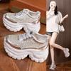 Women's Summer Fashion 9cm Air Mesh   Microfiber Leather Ankle Boots: Hollow-Out Chunky Sneaker-Style Vulcanized Shoes