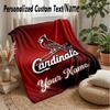 St. Louis Cardinals Custom Flannel Throw Blanket Print Your Name Text Soft Warm Blanket Holiday Present